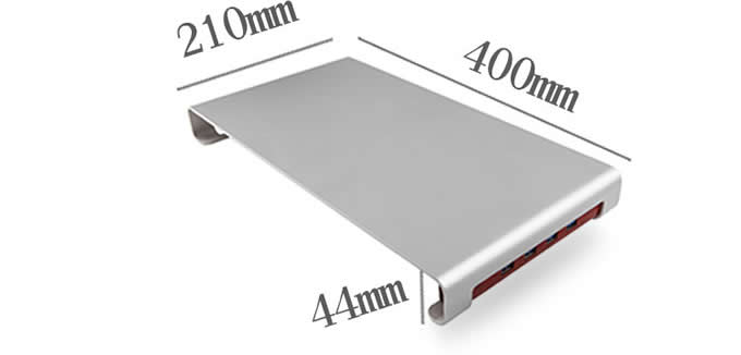 Aluminum Alloy Monitor Stand  with 4-USB Hub  for iMac Macbook Computer 